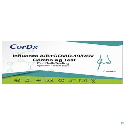 Sie sehen eine Packung Diagnostika U.zubehoer Cordx Covid19 Influ A/b Rsv 1st, Produktbild: 02 Diagnostika U.zubehoer Cordx Covid19 Influ A/b Rsv 1st, A-Nr.: 5741267 - 02