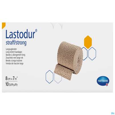 Sie sehen eine Packung Elastische Binden Lastodur Straff 7mx 8cm 1st, Produktbild: 01 Elastische Binden Lastodur Straff 7mx 8cm 1st, A-Nr.: 0778509 - 01
