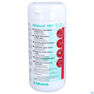 Sie sehen eine Packung Meliseptol Flaechendesinfektion -braun B.austria Hbv Tuecher 100st, Produktbild: 01 Meliseptol Flaechendesinfektion -braun B.austria Hbv Tuecher 100st, A-Nr.: 1064982 - 01