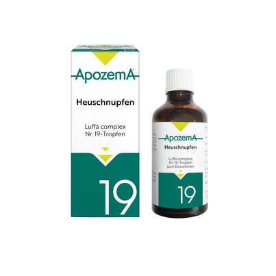 Sie sehen eine Packung Apozema® Nr. 19 Heuschnupfen-Tropfen, Produktbild: 01 Apozema® Nr. 19 Heuschnupfen-Tropfen, A-Nr.: 0987791 - 01