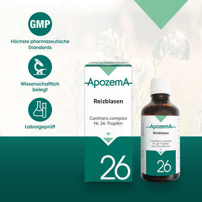 Sie sehen eine Packung Apozema® Nr. 26 Reizblasen-Tropfen, Produktbild: 04 Apozema® Nr. 26 Reizblasen-Tropfen, A-Nr.: 0987928 - 04