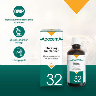 Sie sehen eine Packung Apozema® Nr. 32 Stärkungs-Tropfen für Männer, Produktbild: 04 Apozema® Nr. 32 Stärkungs-Tropfen für Männer, A-Nr.: 0987851 - 04