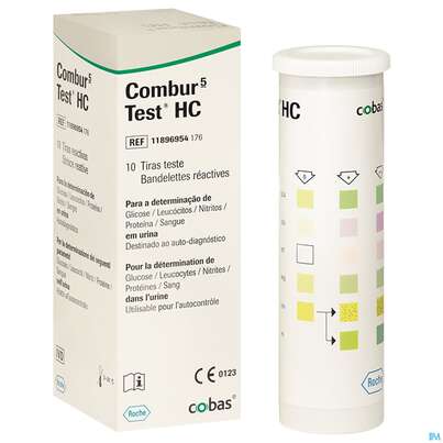 Sie sehen eine Packung Diagnostika U.zubehoer Urinteststreifen/schnell Combur 5 Hc 10st, Produktbild: 07 Diagnostika U.zubehoer Urinteststreifen/schnell Combur 5 Hc 10st, A-Nr.: 3007126 - 07