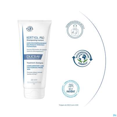 Sie sehen eine Packung Shampoon Ducray Kertyol P.s.o. 200ml, Produktbild: 16 Shampoon Ducray Kertyol P.s.o. 200ml, A-Nr.: 5596919 - 16