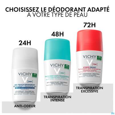 Sie sehen eine Packung Vichy Deodorant Stress Resist 72h 50ml, Produktbild: 22 Vichy Deodorant Stress Resist 72h 50ml, A-Nr.: 4406006 - 22