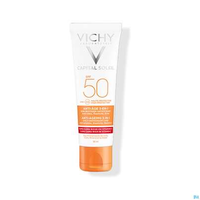 Sie sehen eine Packung Sonnenprodukte Vichy Ideal Soleil Anti-age Creme Lsf50 50ml, Produktbild: 01 Sonnenprodukte Vichy Ideal Soleil Anti-age Creme Lsf50 50ml, A-Nr.: 4802647 - 01