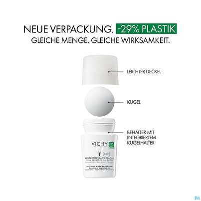 Sie sehen eine Packung Vichy Deo/roll-on Sensitive Anti-transpirant 48h 50ml, Produktbild: 07 Vichy Deo/roll-on Sensitive Anti-transpirant 48h 50ml, A-Nr.: 3724359 - 07