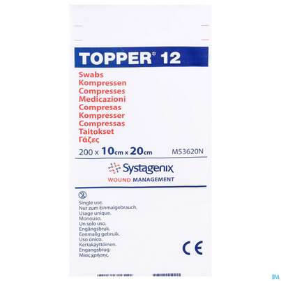Sie sehen eine Packung Kompressen Topper/12 Unsteril Nr 53620 10x20cm 200st, Produktbild: 01 Kompressen Topper/12 Unsteril Nr 53620 10x20cm 200st, A-Nr.: 1482142 - 01