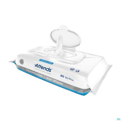 Sie sehen eine Packung Attends/care Pflege Feuchttuecher +box 80st, Produktbild: 04 Attends/care Pflege Feuchttuecher +box 80st, A-Nr.: 2077231 - 04