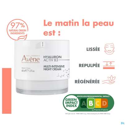 Sie sehen eine Packung Avene Hyaluron Activ B3 Nachtcreme 40ml, Produktbild: 19 Avene Hyaluron Activ B3 Nachtcreme 40ml, A-Nr.: 5693261 - 19