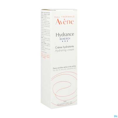 Sie sehen eine Packung Avene Hydrance Reichhaltige Feuchtig- Keitscreme 40ml, Produktbild: 04 Avene Hydrance Reichhaltige Feuchtig- Keitscreme 40ml, A-Nr.: 1505601 - 04