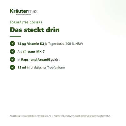 Sie sehen eine Packung Vitamin K2 vegan Tropfen 15 ml, Produktbild: 03 Vitamin K2 vegan Tropfen 15 ml, A-Nr.: 4887939 - 03