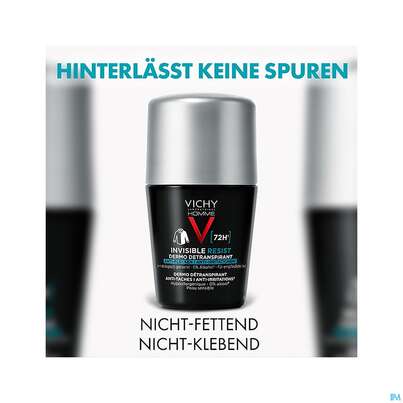 Sie sehen eine Packung Vichy Homme Deo/roll-on 72h Anti-flecken Invisible 50ml, Produktbild: 05 Vichy Homme Deo/roll-on 72h Anti-flecken Invisible 50ml, A-Nr.: 5818308 - 05