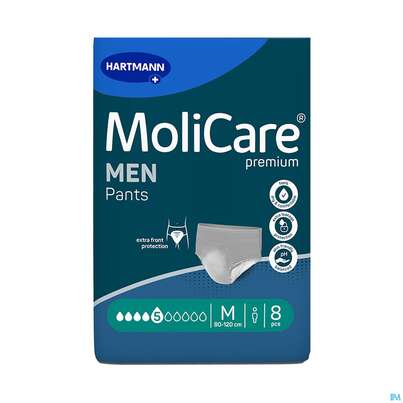 Sie sehen eine Packung Inkontinenz Molicare Premium/men/pants Tropfen 5 Medium 8st, Produktbild: 03 Inkontinenz Molicare Premium/men/pants Tropfen 5 Medium 8st, A-Nr.: 4918893 - 03