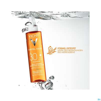 Sie sehen eine Packung Sonnenprodukte Vichy/capital Soleil Cell Protect Oil Lsf30 200ml, Produktbild: 10 Sonnenprodukte Vichy/capital Soleil Cell Protect Oil Lsf30 200ml, A-Nr.: 5921182 - 10