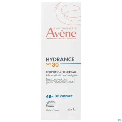 Sie sehen eine Packung Avene Hydrance Feuchtigkeitscreme Spf30 40ml, Produktbild: 01 Avene Hydrance Feuchtigkeitscreme Spf30 40ml, A-Nr.: 5961402 - 01