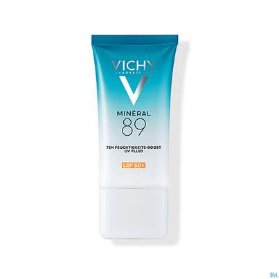 Sie sehen eine Packung Vichy Mineral 89 Uv Fluid Sonnenschutz 50ml, Produktbild: 01 Vichy Mineral 89 Uv Fluid Sonnenschutz 50ml, A-Nr.: 5818001 - 01