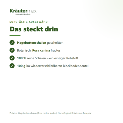 Sie sehen eine Packung Hagebutten Tee 100 g, Produktbild: 03 Hagebutten Tee 100 g, A-Nr.: 6017421 - 03