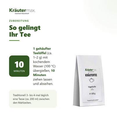 Sie sehen eine Packung Hagebutten Tee 100 g, Produktbild: 04 Hagebutten Tee 100 g, A-Nr.: 6017421 - 04