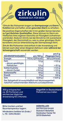 Sie sehen eine Packung ZIRKULIN Bio Flohsamen KERN 300G, Produktbild: 04 ZIRKULIN Bio Flohsamen KERN 300G, A-Nr.: 6142215 - 04