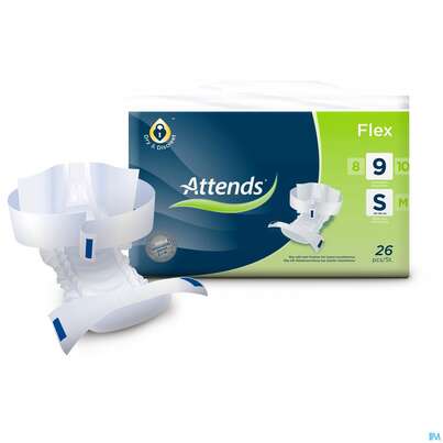 Sie sehen eine Packung Inkontinenz Attends Slip Flex S 9 104st, Produktbild: 01 Inkontinenz Attends Slip Flex S 9 104st, A-Nr.: 5163936 - 01
