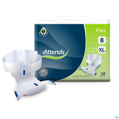 Sie sehen eine Packung Inkontinenz Attends Slip Flex Xl 8 104st, Produktbild: 02 Inkontinenz Attends Slip Flex Xl 8 104st, A-Nr.: 5163876 - 02