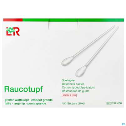 Sie sehen eine Packung Raucotupf Stiel Gr St 30x5 150st, Produktbild: 01 Raucotupf Stiel Gr St 30x5 150st, A-Nr.: 4864097 - 01