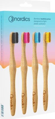 Nordics Öko Zahnbürsten Bambus Sparpack 4x Erwachsene, A-Nr.: 5666873 - 01