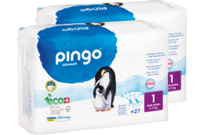 Sie sehen eine Packung Bio Windeln New Born Jumbo 2-5 kg Pinguin - Pingo Swiss, Produktbild: 01 Bio Windeln New Born Jumbo 2-5 kg Pinguin - Pingo Swiss, A-Nr.: 5447177 - 01