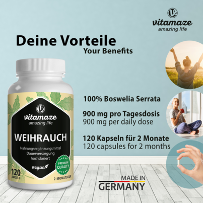 Vitamaze Weihrauch 450mg hochdosiert vegan, A-Nr.: 5274009 - 02