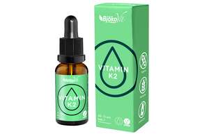 Sie sehen eine Packung BjökoVit Vitamin K2 MK7 all-trans 100mcg Tropfen vegan, Produktbild: 01 BjökoVit Vitamin K2 MK7 all-trans 100mcg Tropfen vegan, A-Nr.: 5174785 - 01