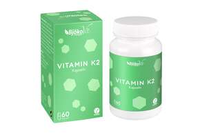 Sie sehen eine Packung BjökoVit Vitamin K2 MK7 all-trans Kapseln vegan, Produktbild: 01 BjökoVit Vitamin K2 MK7 all-trans Kapseln vegan, A-Nr.: 5174727 - 01