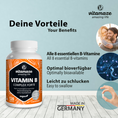 Vitamaze Vitamin B Complex extra hochdosiert vegan, A-Nr.: 5179400 - 03