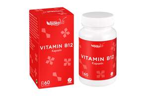 Sie sehen eine Packung BjökoVit Vitamin B12 Kapseln 1000mcg vegan, Produktbild: 01 BjökoVit Vitamin B12 Kapseln 1000mcg vegan, A-Nr.: 5174704 - 01