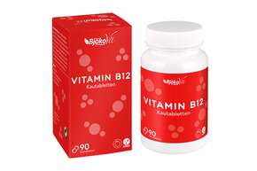 Sie sehen eine Packung BjökoVit Vitamin B12 Kautabletten 500mcg vegan, Produktbild: 01 BjökoVit Vitamin B12 Kautabletten 500mcg vegan, A-Nr.: 5174609 - 01