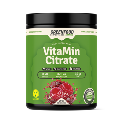Sie sehen eine Packung GreenFood Nutrition Performance VitaMin Citrate 300g, Produktbild: 01 GreenFood Nutrition Performance VitaMin Citrate 300g, A-Nr.: 5635743 - 01