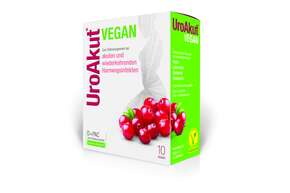 Sie sehen eine Packung Biogelat UroAkut vegan D-Mannose plus Cranberry, Produktbild: 01 Biogelat UroAkut vegan D-Mannose plus Cranberry, A-Nr.: 5304897 - 01