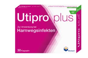 Sie sehen eine Packung Utipro plus AF Kapseln, Produktbild: 01 Utipro plus AF Kapseln, A-Nr.: 5305394 - 01
