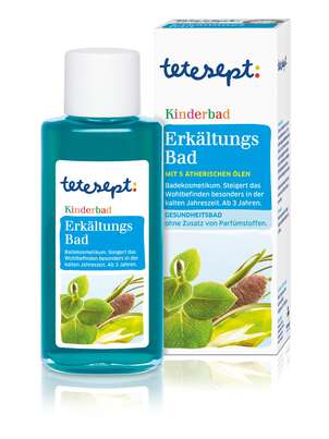Sie sehen eine Packung tetesept Gesundheitsbad Kinderbad Erkältung, Produktbild: 01 tetesept Gesundheitsbad Kinderbad Erkältung, A-Nr.: 1500986 - 01