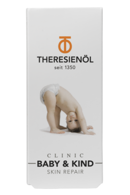 Sie sehen eine Packung THERESIENÖL Clinic Baby & Kind Skin Repair, Produktbild: 01 THERESIENÖL Clinic Baby & Kind Skin Repair, A-Nr.: 4762043 - 01