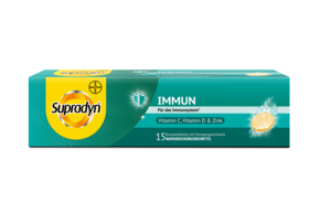 Sie sehen eine Packung Supradyn® IMMUN Brausetabletten, Produktbild: 01 Supradyn® IMMUN Brausetabletten, A-Nr.: 4899606 - 01