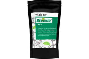 Sie sehen eine Packung vitaldoc® Steevia TABS Nachfüllbeutel, Produktbild: 01 vitaldoc® Steevia TABS Nachfüllbeutel, A-Nr.: 5619827 - 01