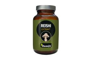 Sie sehen eine Packung Hanoju Reishi Pilz Extrakt Tabletten 400mg, Produktbild: 01 Hanoju Reishi Pilz Extrakt Tabletten 400mg, A-Nr.: 4385379 - 01