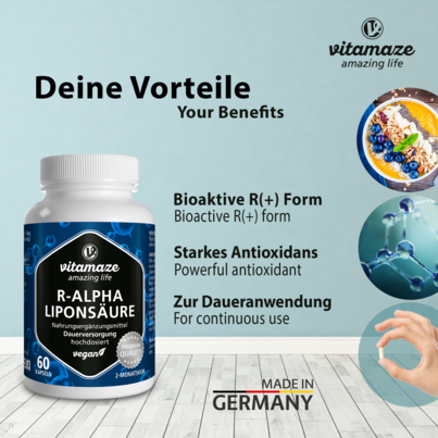 Vitamaze R-Alpha-Liponsäure 200mg hochdosiert vegan, A-Nr.: 5179564 - 02