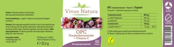 OPC Traubenkernextrakt + Vitamin C Kapseln, A-Nr.: 5758871 - 01