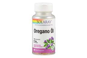 Sie sehen eine Packung Supplementa Oregano Öl 70% Carvacrol Weichkapseln Solaray, Produktbild: 01 Supplementa Oregano Öl 70% Carvacrol Weichkapseln Solaray, A-Nr.: 5597801 - 01