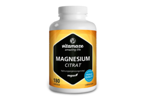 Sie sehen eine Packung Vitamaze Magnesium Citrat 360mg vegan, Produktbild: 01 Vitamaze Magnesium Citrat 360mg vegan, A-Nr.: 5274073 - 01