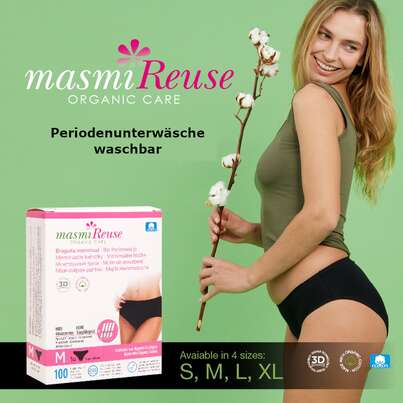 Sie sehen eine Packung Masmi Öko Menstruationstasse Größe L, Produktbild: 03 Masmi Öko Menstruationstasse Größe L, A-Nr.: 4620840 - 03