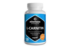 Sie sehen eine Packung Vitamaze L-Carnitin 340mg vegan, Produktbild: 01 Vitamaze L-Carnitin 340mg vegan, A-Nr.: 5179653 - 01
