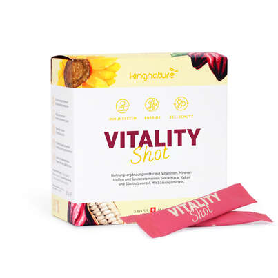 Sie sehen eine Packung KINGNATURE Vitality Shot Plv Stick 30 Stk, Produktbild: 01 KINGNATURE Vitality Shot Plv Stick 30 Stk, A-Nr.: 5667625 - 01